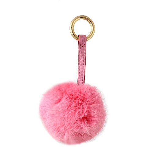 Fur Pom Pom Key Chain -  Pink - KC-AM3744PK